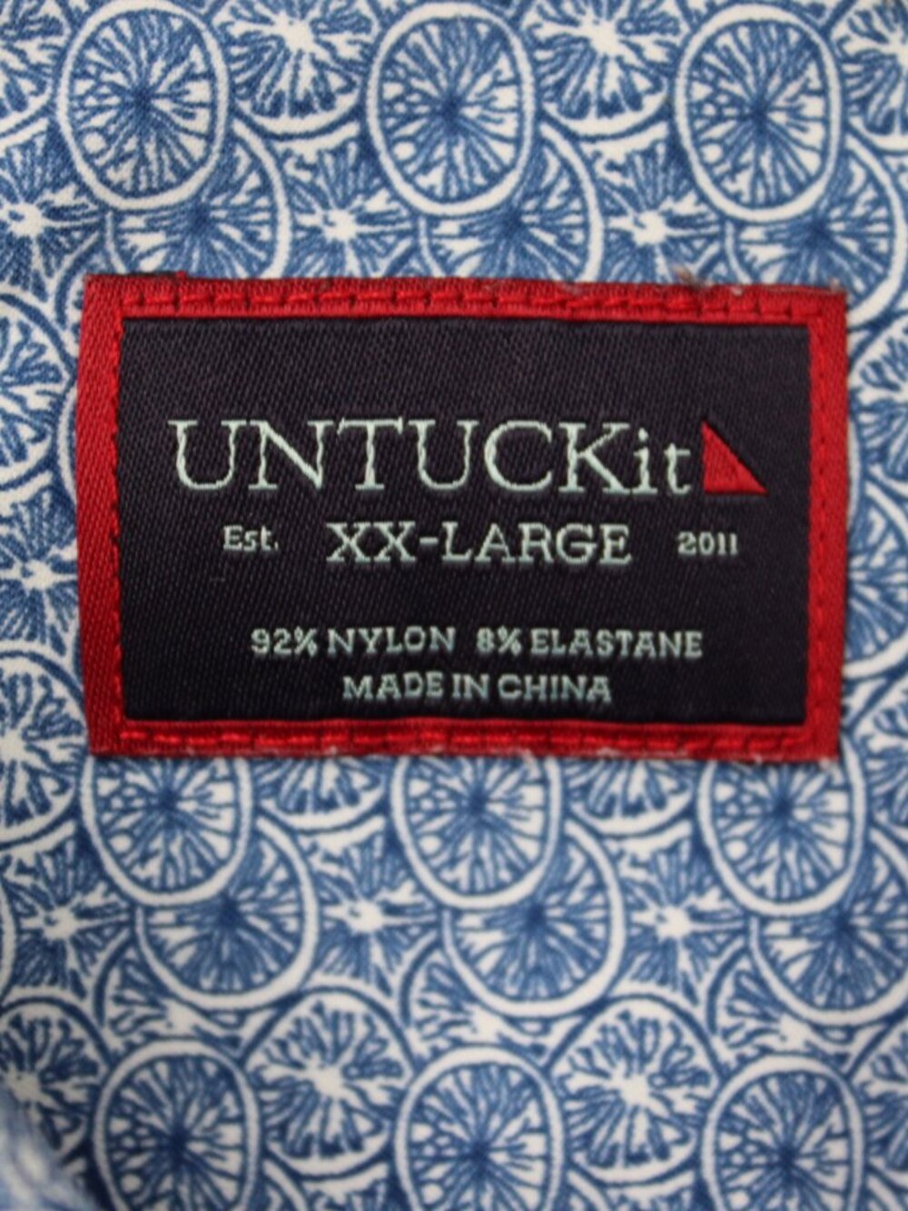UNTUCKit Mondello AOP Shirt Mens 2XL XXL Blue Wheels All Over Print Short Sleeve - Picture 7 of 12